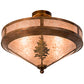 Meyda Lighting Tamarack 20" 4-Light Vintage Copper Flush Mount Light With Silver Mica Shade Glass