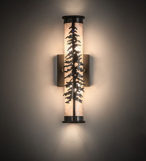 Meyda Lighting Tamarack 4" 2-Light Oil Rubbed Bronze Wall Sconce With Silver Mica Shade Glass