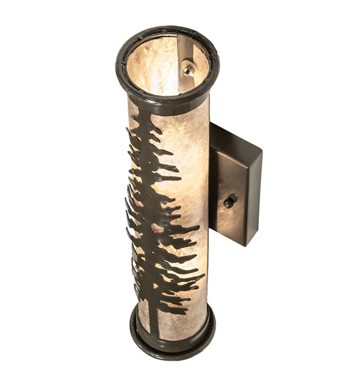 Meyda Lighting Tamarack 4" 2-Light Oil Rubbed Bronze Wall Sconce With Silver Mica Shade Glass