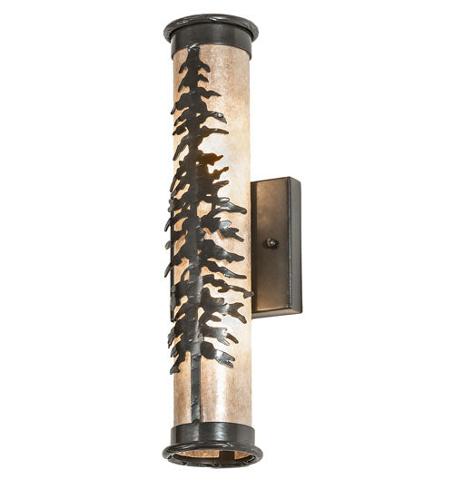 Meyda Lighting Tamarack 4" 2-Light Oil Rubbed Bronze Wall Sconce With Silver Mica Shade Glass