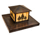 Meyda Lighting Tamarack 42"Sq 2-Light Vintage Copper Outdoor Pier Mount Light With Beige Travertine Idalight Shade