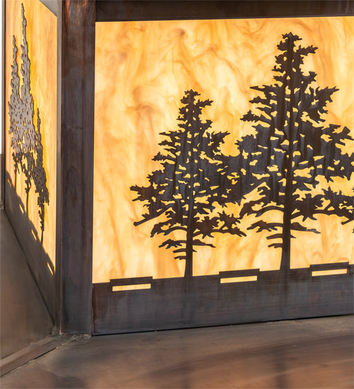 Meyda Lighting Tamarack 42"Sq 2-Light Vintage Copper Outdoor Pier Mount Light With Beige Travertine Idalight Shade