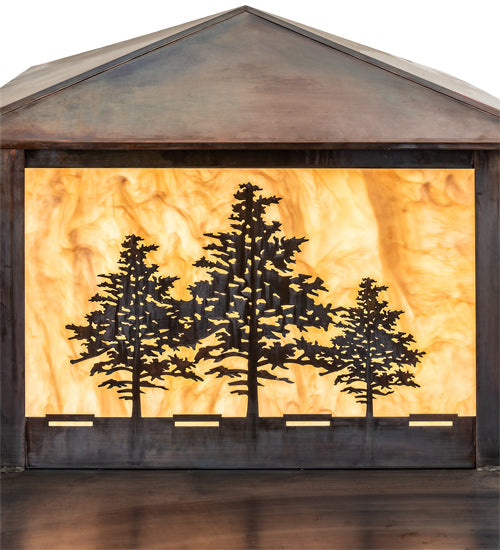 Meyda Lighting Tamarack 42"Sq 2-Light Vintage Copper Outdoor Pier Mount Light With Beige Travertine Idalight Shade