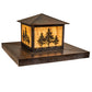 Meyda Lighting Tamarack 42"Sq 2-Light Vintage Copper Outdoor Pier Mount Light With Beige Travertine Idalight Shade