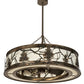 Meyda Lighting Tamarack 44" 16-Light Dark Burnished Antique Copper Chandelier With Creme Carrare Acrylic Shade and Fan