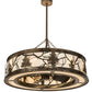 Meyda Lighting Tamarack 44" 16-Light Dark Burnished Antique Copper Chandelier With Creme Carrare Acrylic Shade and Fan