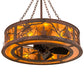 Meyda Lighting Tamarack 44" 16-Light Rust & Wrought Iron Chandelier With Amber Mica Shade Glass and Fan