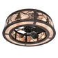 Meyda Lighting Tamarack 45" 16-Light Mahogany Bronze Chandelier With Silver Mica Shade Glass and Fan