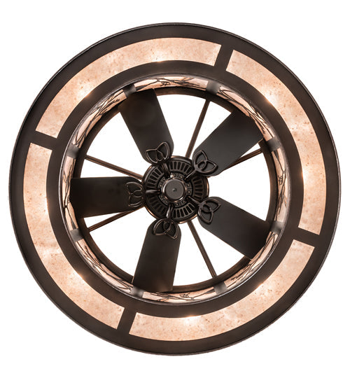 Meyda Lighting Tamarack 45" 16-Light Mahogany Bronze Chandelier With Silver Mica Shade Glass and Fan