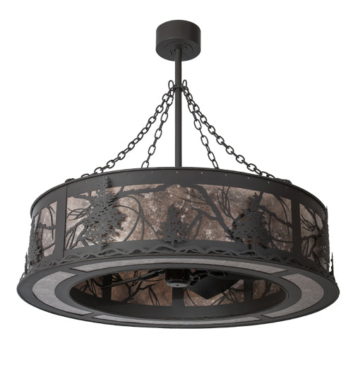 Meyda Lighting Tamarack 45" 16-Light Oil Rubbed Bronze Chandelier With Silver Mica Shade Glass and Fan