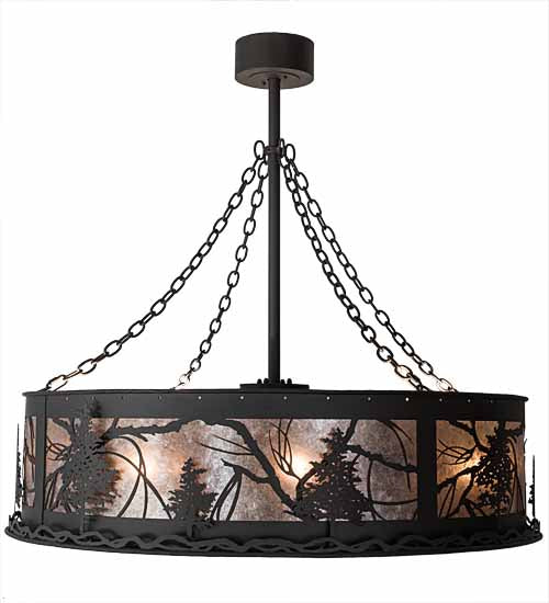 Meyda Lighting Tamarack 45" 16-Light Oil Rubbed Bronze Chandelier With Silver Mica Shade Glass and Fan