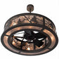 Meyda Lighting Tamarack 45" 16-Light Oil Rubbed Bronze Chandelier With Silver Mica Shade Glass and Fan