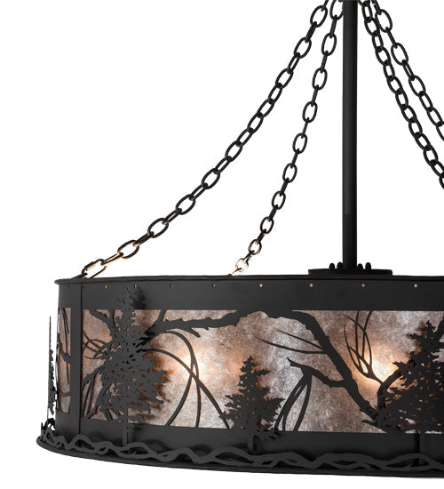 Meyda Lighting Tamarack 45" 16-Light Oil Rubbed Bronze Chandelier With Silver Mica Shade Glass and Fan