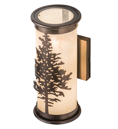 Meyda Lighting Tamarack 5" 2-Light Antique Brass Wall Sconce With Beige Sahara Taupe Idalight Shade Glass