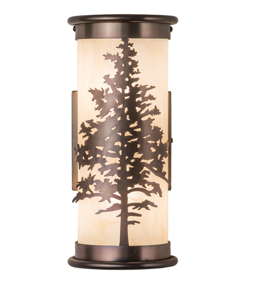 Meyda Lighting Tamarack 5" 2-Light Antique Brass Wall Sconce With Beige Sahara Taupe Idalight Shade Glass