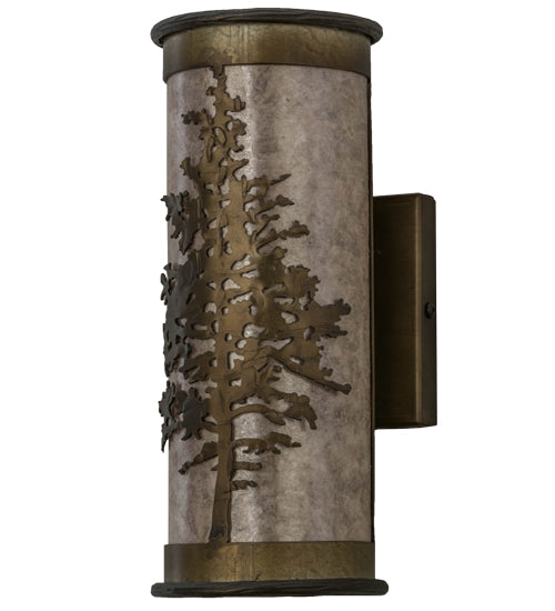 Meyda Lighting Tamarack 5" 2-Light Antique Copper Wall Sconce With Silver Mica Shade Glass