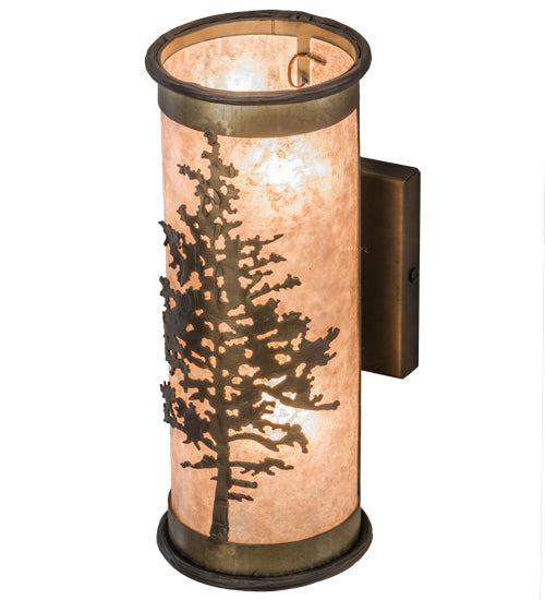 Meyda Lighting Tamarack 5" 2-Light Antique Copper Wall Sconce With Silver Mica Shade Glass