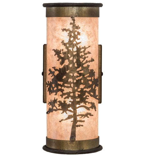 Meyda Lighting Tamarack 5" 2-Light Antique Copper Wall Sconce With Silver Mica Shade Glass
