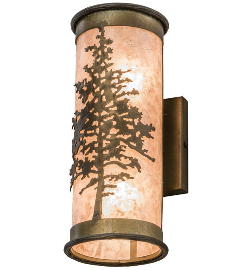 Meyda Lighting Tamarack 5" 2-Light Antique Copper Wall Sconce With Silver Mica Shade Glass