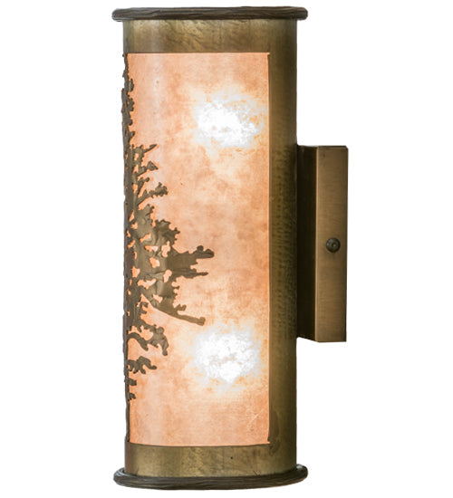 Meyda Lighting Tamarack 5" 2-Light Antique Copper Wall Sconce With Silver Mica Shade Glass