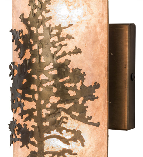 Meyda Lighting Tamarack 5" 2-Light Antique Copper Wall Sconce With Silver Mica Shade Glass