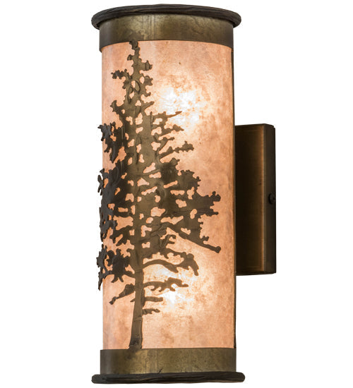 Meyda Lighting Tamarack 5" 2-Light Antique Copper Wall Sconce With Silver Mica Shade Glass