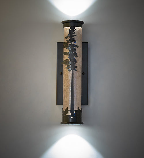 Meyda Lighting Tamarack 5" 2-Light Exterior Oil Rubbed Bronze Wall Sconce With Silver Mica Shade Glass