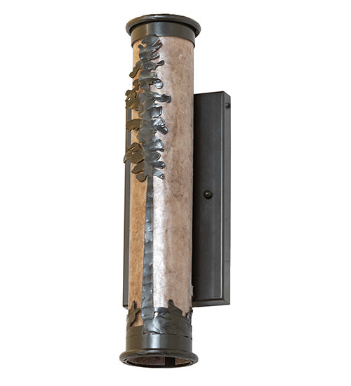 Meyda Lighting Tamarack 5" 2-Light Exterior Oil Rubbed Bronze Wall Sconce With Silver Mica Shade Glass