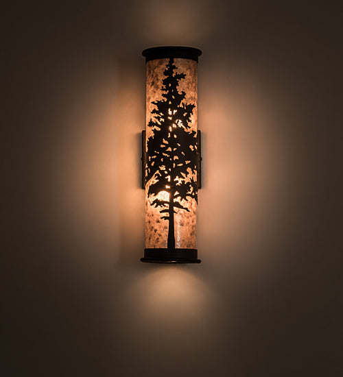 Meyda Lighting Tamarack 5" 2-Light Oil Rubbed Bronze Wall Sconce With Silver Mica Shade Glass