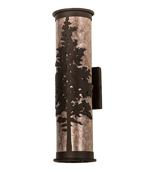 Meyda Lighting Tamarack 5" 2-Light Oil Rubbed Bronze Wall Sconce With Silver Mica Shade Glass