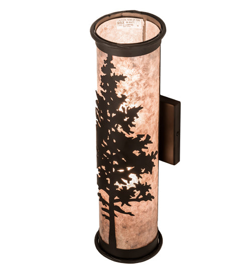 Meyda Lighting Tamarack 5" 2-Light Oil Rubbed Bronze Wall Sconce With Silver Mica Shade Glass