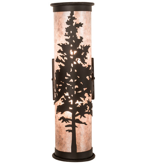 Meyda Lighting Tamarack 5" 2-Light Oil Rubbed Bronze Wall Sconce With Silver Mica Shade Glass