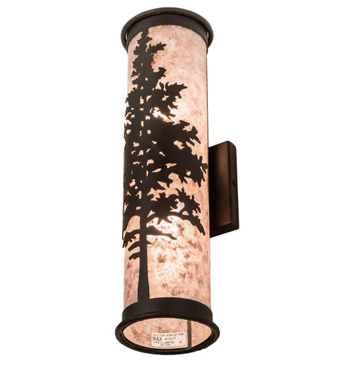 Meyda Lighting Tamarack 5" 2-Light Oil Rubbed Bronze Wall Sconce With Silver Mica Shade Glass