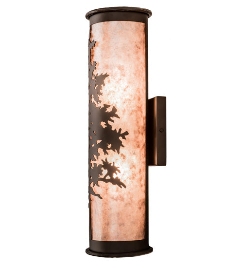 Meyda Lighting Tamarack 5" 2-Light Oil Rubbed Bronze Wall Sconce With Silver Mica Shade Glass
