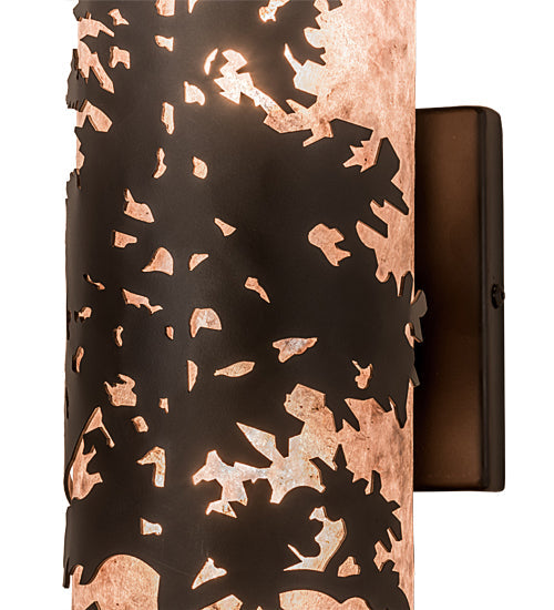 Meyda Lighting Tamarack 5" 2-Light Oil Rubbed Bronze Wall Sconce With Silver Mica Shade Glass