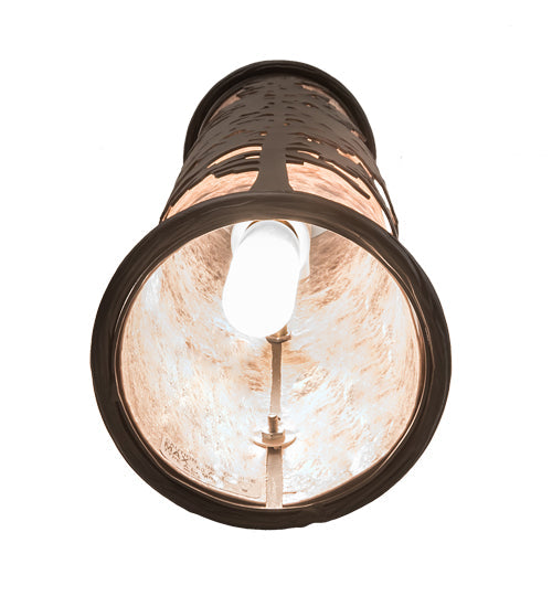 Meyda Lighting Tamarack 5" 2-Light Oil Rubbed Bronze Wall Sconce With Silver Mica Shade Glass