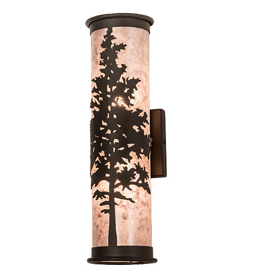 Meyda Lighting Tamarack 5" 2-Light Oil Rubbed Bronze Wall Sconce With Silver Mica Shade Glass