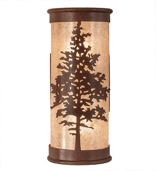 Meyda Lighting Tamarack 5" 2-Light Rust Wall Sconce With Silver Mica Shade Glass