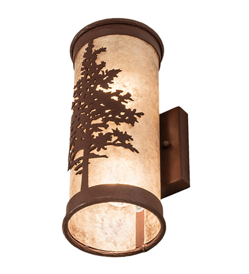 Meyda Lighting Tamarack 5" 2-Light Rust Wall Sconce With Silver Mica Shade Glass