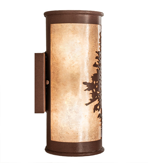 Meyda Lighting Tamarack 5" 2-Light Rust Wall Sconce With Silver Mica Shade Glass