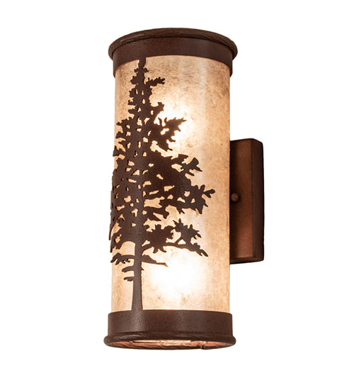 Meyda Lighting Tamarack 5" 2-Light Rust Wall Sconce With Silver Mica Shade Glass