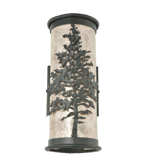 Meyda Lighting Tamarack 5" 2-Light Textured Black Wall Sconce With Silver Mica Shade Glass