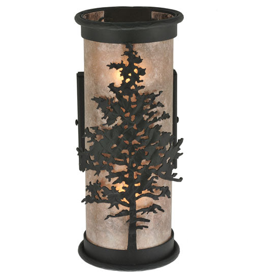 Meyda Lighting Tamarack 5" 2-Light Textured Black Wall Sconce With Silver Mica Shade Glass