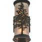 Meyda Lighting Tamarack 5" 2-Light Textured Black Wall Sconce With Silver Mica Shade Glass