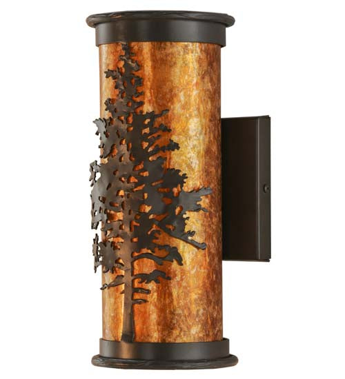 Meyda Lighting Tamarack 5" 2-Light Timeless Bronze Wall Sconce With Amber Mica Shade Glass