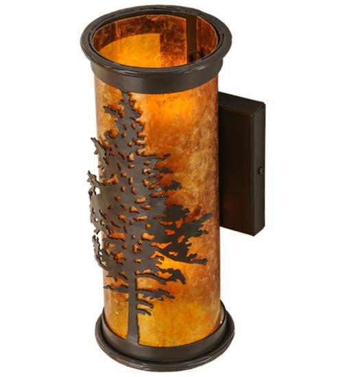 Meyda Lighting Tamarack 5" 2-Light Timeless Bronze Wall Sconce With Amber Mica Shade Glass
