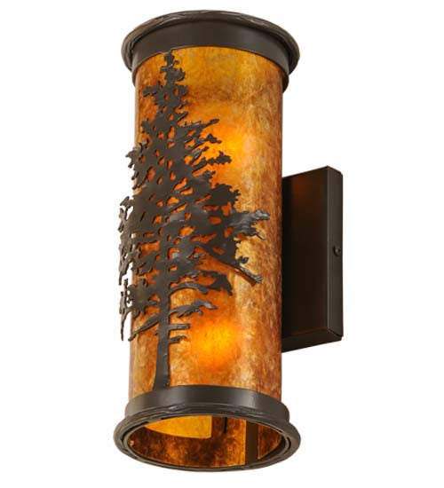 Meyda Lighting Tamarack 5" 2-Light Timeless Bronze Wall Sconce With Amber Mica Shade Glass