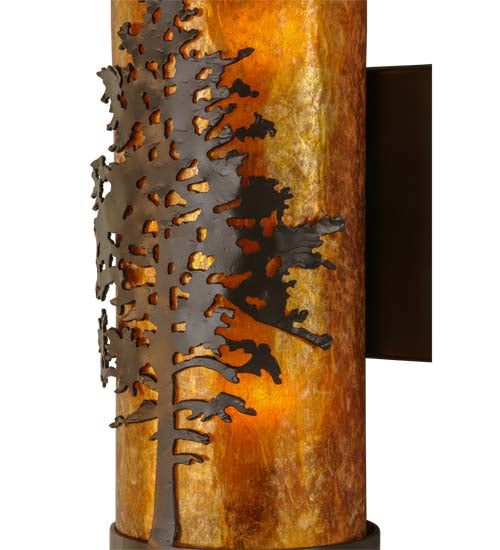 Meyda Lighting Tamarack 5" 2-Light Timeless Bronze Wall Sconce With Amber Mica Shade Glass