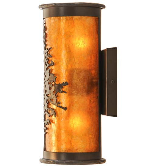 Meyda Lighting Tamarack 5" 2-Light Timeless Bronze Wall Sconce With Amber Mica Shade Glass