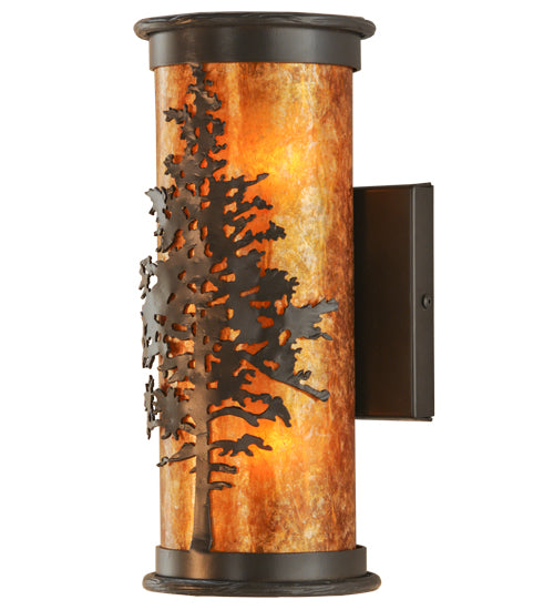 Meyda Lighting Tamarack 5" 2-Light Timeless Bronze Wall Sconce With Amber Mica Shade Glass